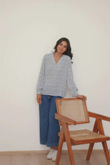 Clea Blouse | Flower Tile Green/Lilac