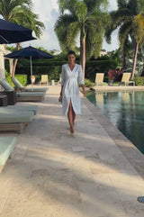 Jamila Embroidered Dress | Sky/White