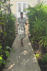 Jyoti Organic Cotton Dress | Off White/Teal