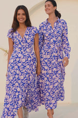 Eliza EcoVero™ Shirt Dress | Blossom Cobalt/Pink