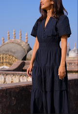 Broderie Organic Cotton Pippa Dress | Black