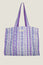Quilted Block Print Tote Bag | Linear Botanical Blue/Purple