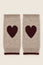 Merino Wool Fingerless Heart Gloves | Oat/Burgundy