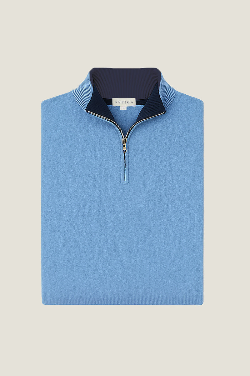 Men's Merino Wool Quarter Zip | Blue/Navy