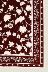 Block Print Scarf 70cm x 70cm | Burgundy/Cream