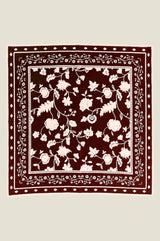 Block Print Scarf 70cm x 70cm | Burgundy/Cream