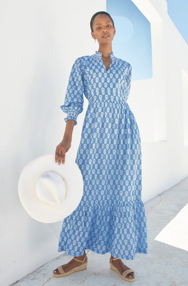 Emmeline Maxi Dress | Blue/White