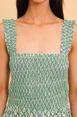 Rhianna Organic Cotton Dress | Sage/White