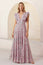 V Neck Rose Maxi Dress | White/Green/Pink