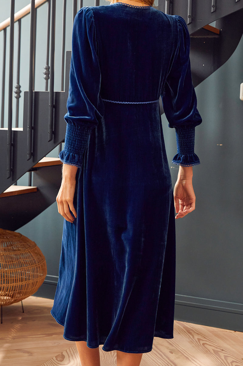 Long Sleeve Velvet Sally Anne Blue Sapphire