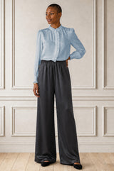 Frill Detail Satin Blouse | Ice Blue