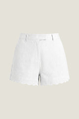Low Rise Scallop Short | White