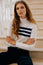 Merino Wool Striped Slim Fit Polo Neck | Cream/Navy