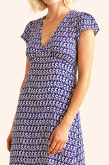 Sophie Viscose Dress | Navy/White