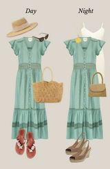 Nyla Beach Midi Dress | Light Khaki