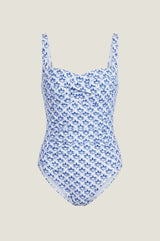 Recycled Ruched Swimsuit | White/Blue