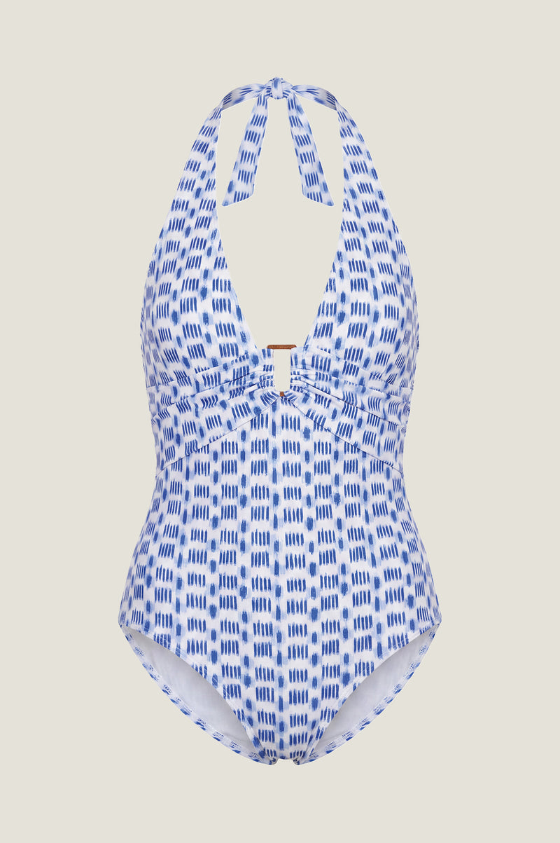 Aspiga Womens Sustainable Recycled Halterneck Gathered Swimsuit