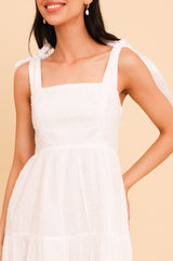 Tabitha Organic Cotton Dobby Short Dress | White