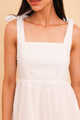 Tabitha Organic Cotton Dobby Short Dress | White