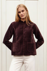 Velvet Quilted Jacket | Chocolate