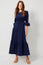 Victoria Round Neck 3/4 Sleeve Stretch Corduroy Dress | Atlantic Blue