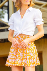Emani Organic Cotton Skirt | Dianthus Yellow/White