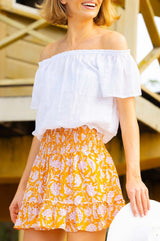 Emani Organic Cotton Skirt | Dianthus Yellow/White