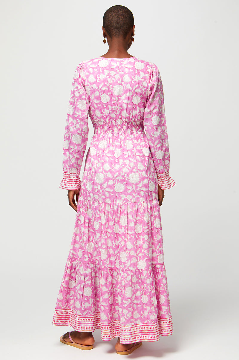 Billie-Regular-Length-Dress-Ornate-Flower-Pink-White