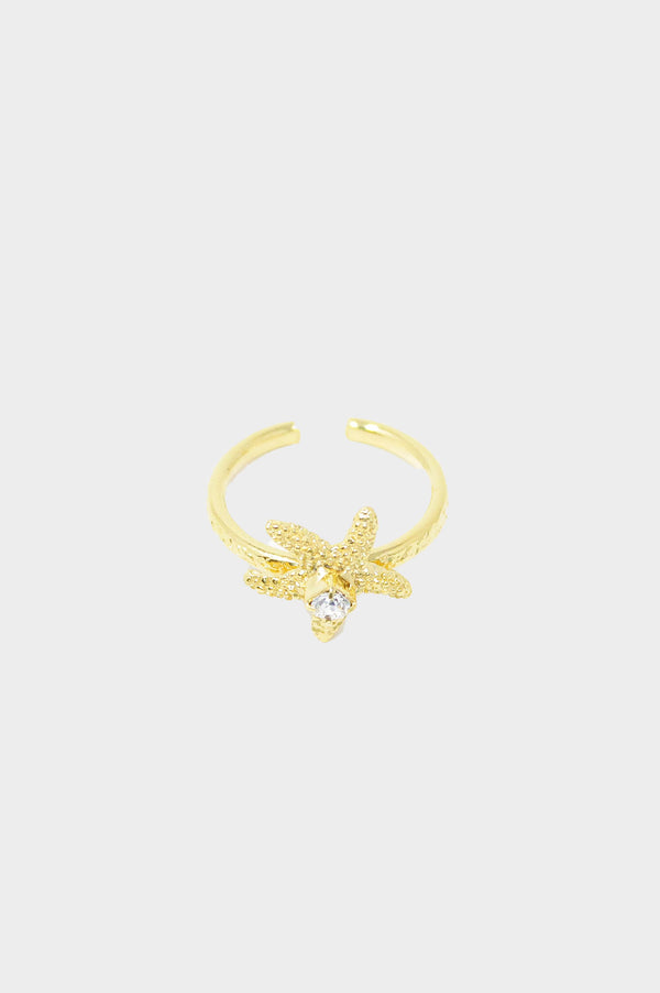 Sea-Star-Ring-Gold/Crystal