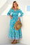 Billie Block Print Dress | Ornate Flower Turquoise
