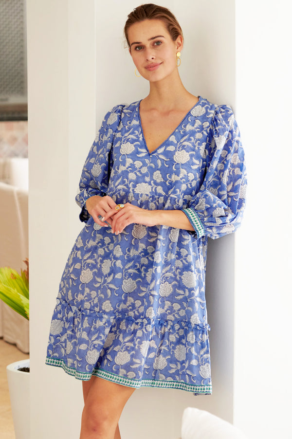 Evie-Short-Dress-Flower-Marina-Blue
