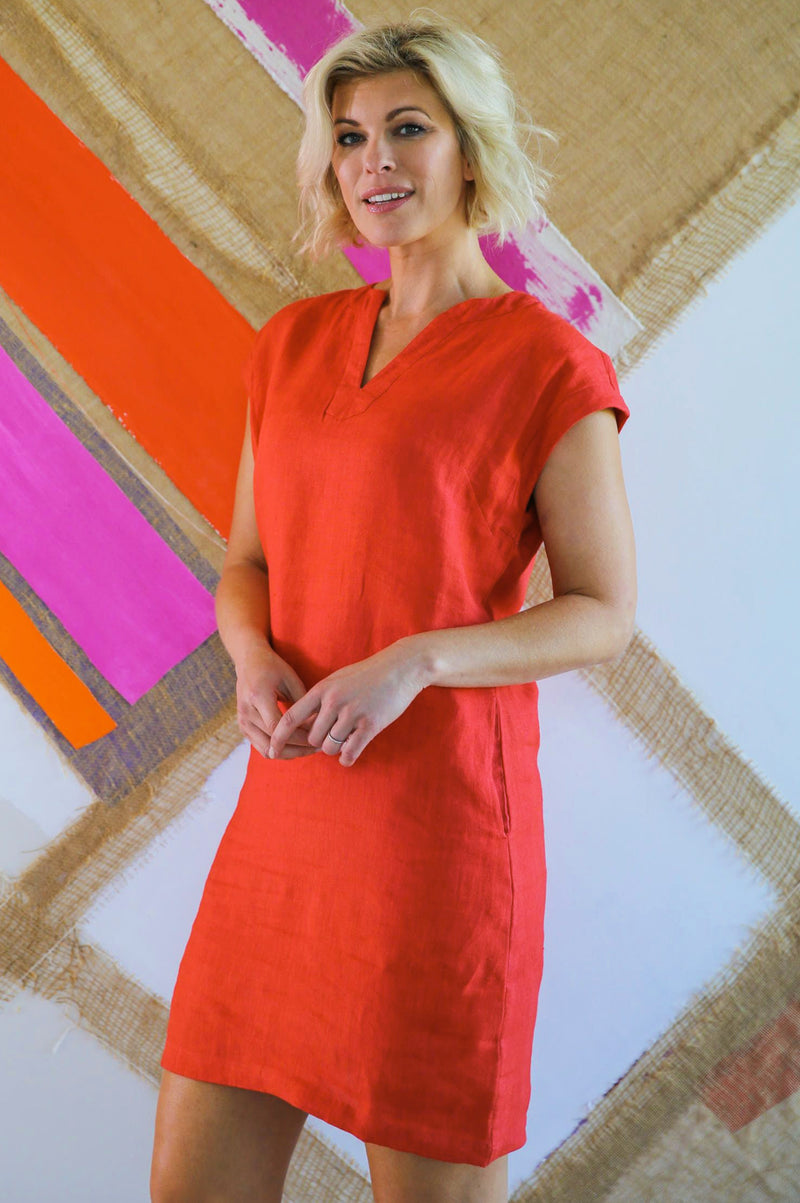 Dori Linen Dress | Red