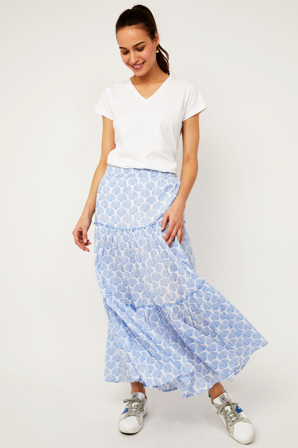 Aspiga Sustainable Maxi Bea Organic Cotton Skirt | Shell Marina Blue