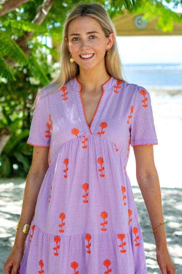 India-Embroidered-Dress-Lilac-Orange