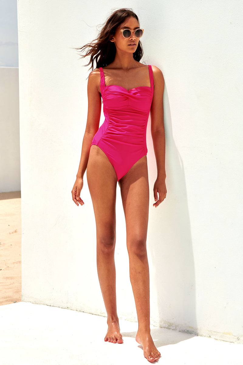Recycled-Ruched-Swimsuit-Pink