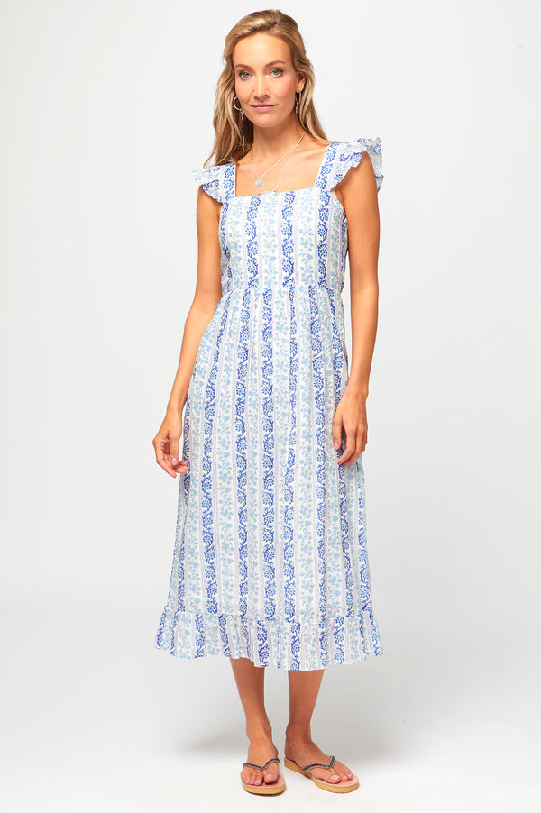Belle-Dress-Linear Botanical-Blue