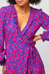 Demi-Long-Sleeve-Wrap-Dress-Cheetah-Blue/Pink