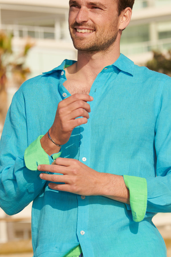 Men's-Premium-Linen-Shirt-Turquoise