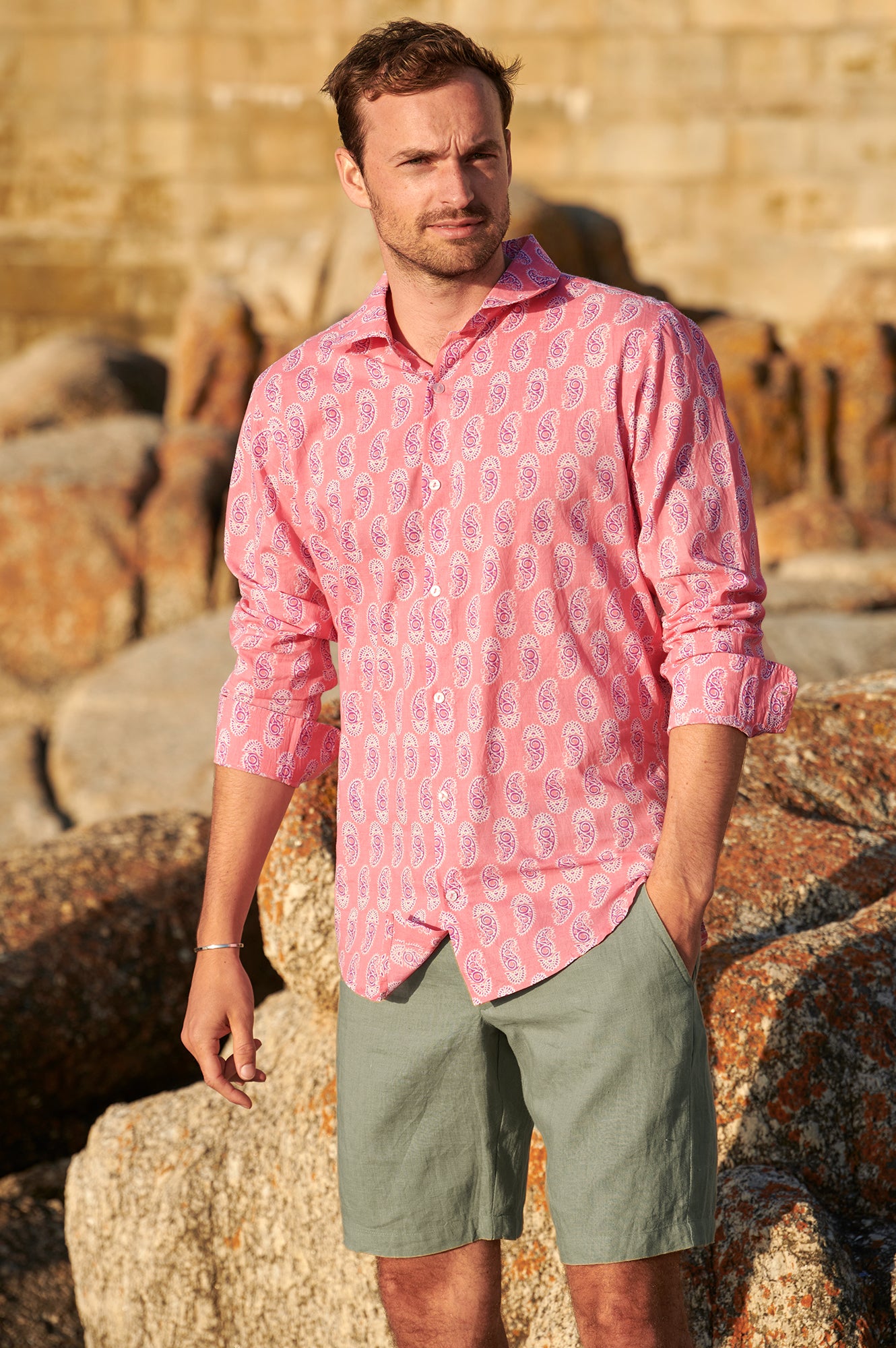 Men's Premium Linen Shorts Khaki Aspiga