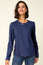 Long Sleeve Puff Shoulder T-Shirt | Navy