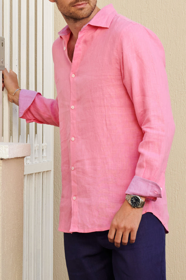 Men's-Premium-Linen-Shirt-Pink