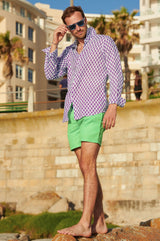 Men's-Printed-Linen-Shirt-Trident-White/Purple
