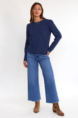 Long-Sleeve-Puff-Shoulder-T-Shirt-Navy