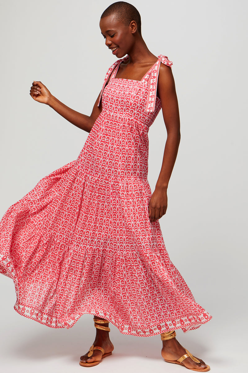 White maxi dress hotsell with red flowers