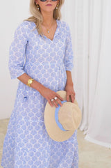 Emma Organic Cotton Dress | Shell Marina Blue