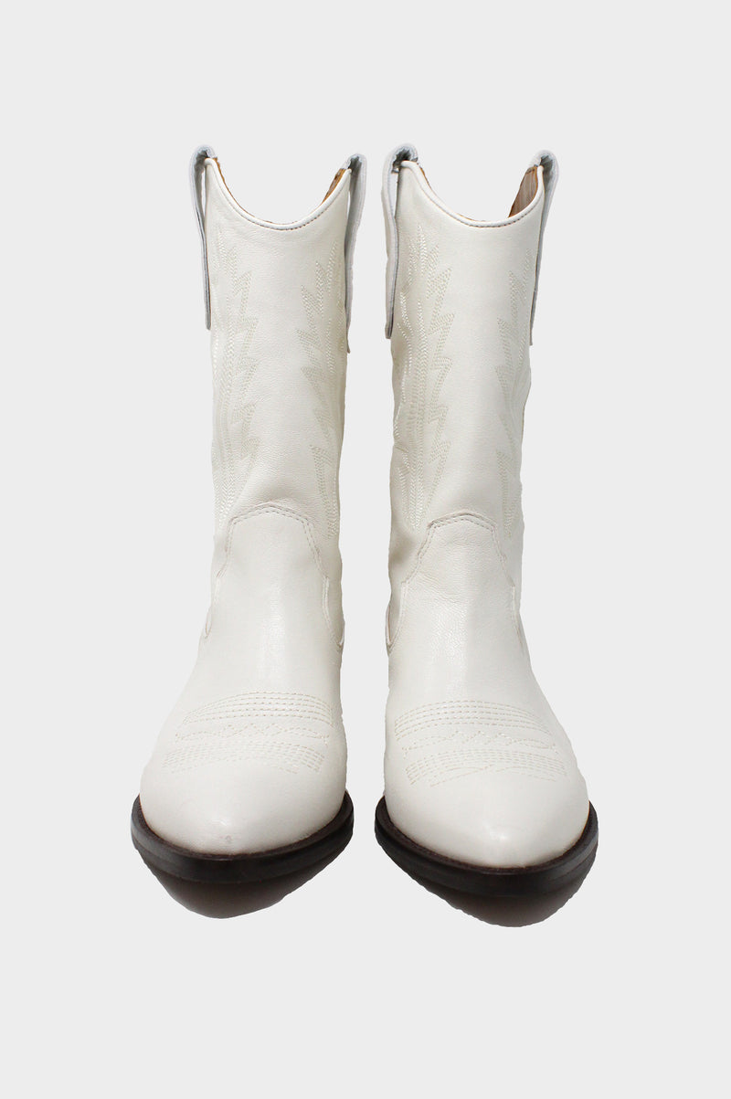 Camilla Cowboy Boots White Aspiga