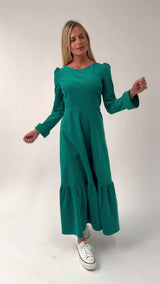 Victoria Long Sleeve Corduroy Dress | Alpine Green