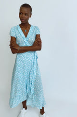 Demi Wrap Dress | Flower Turquoise