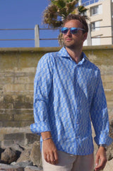 Men's-Organic-Cotton-Shirt-Paisley-Blue