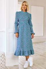 Agatha-Dress-Daisy-Flower-Teal-Pink